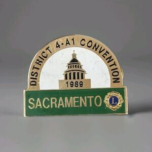 Lions Club Vtg 1989 District 4-A1 Convention Sacramento CA, (2”) Pinback Pin